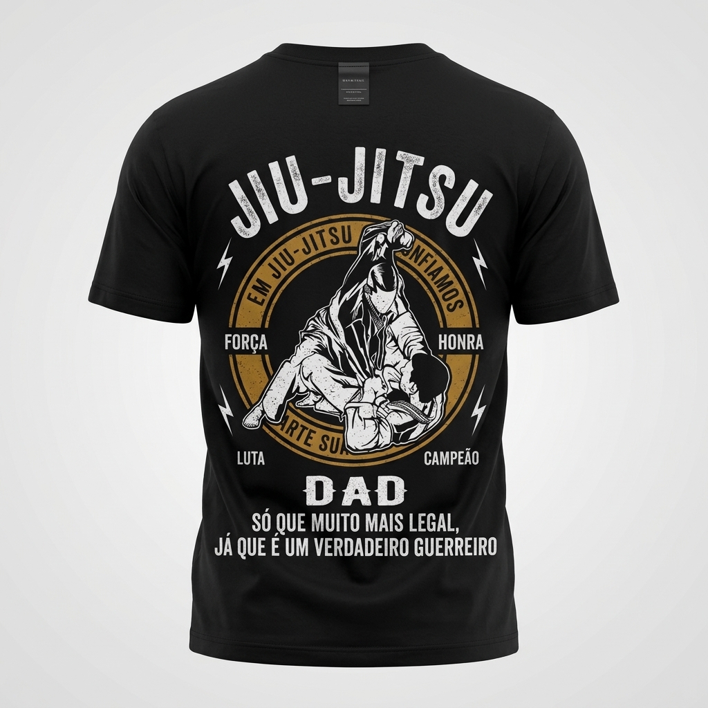 Camiseta Casual BJ Sports — Preta (Guerreiro / Dad)