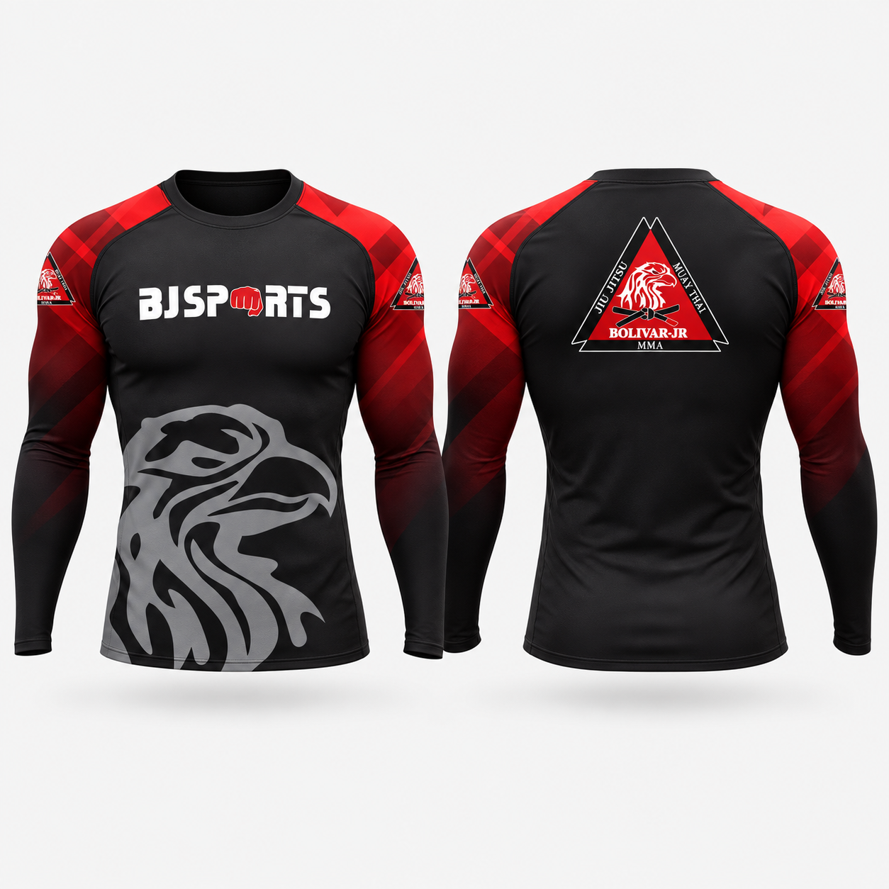 Rashguard Ranked Eagle (Manga Longa) — Preto / Vermelho